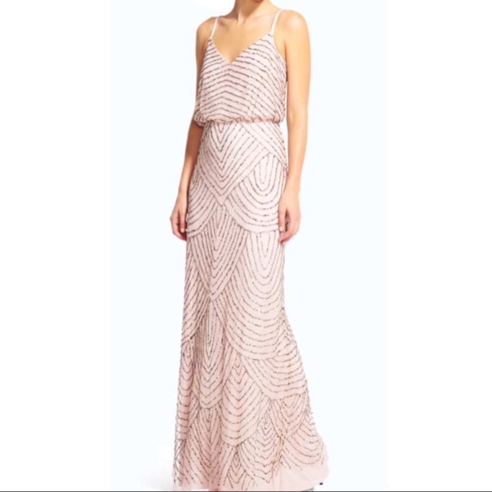 Adrianna Papell beaded Art Deco blouson dress